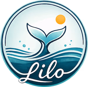 Logo Lilo Hypnosetherapie Bild Walflosse mit Sonne klein